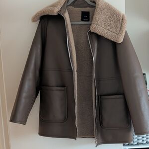 Mango Dark Brown Shearling Jacket